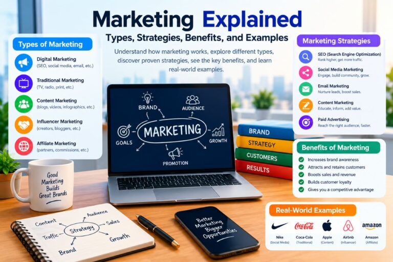 Marketing Explained: Types, Strategies, Benefits, and Examples