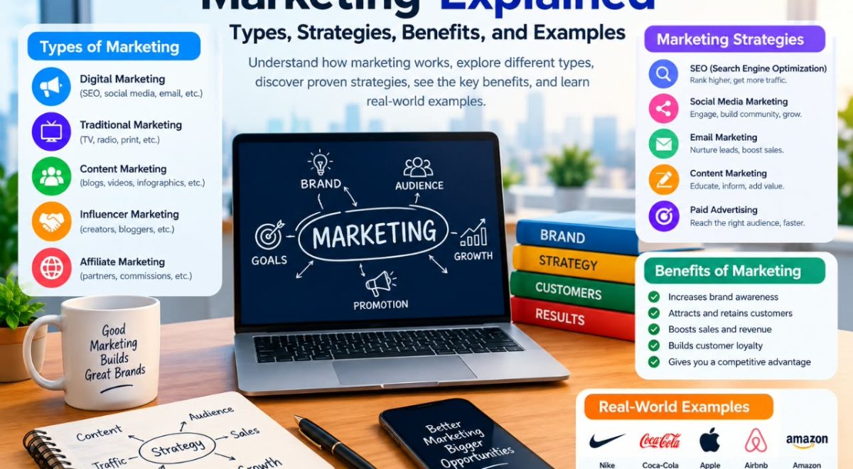 Marketing Explained: Types, Strategies, Benefits, and Examples